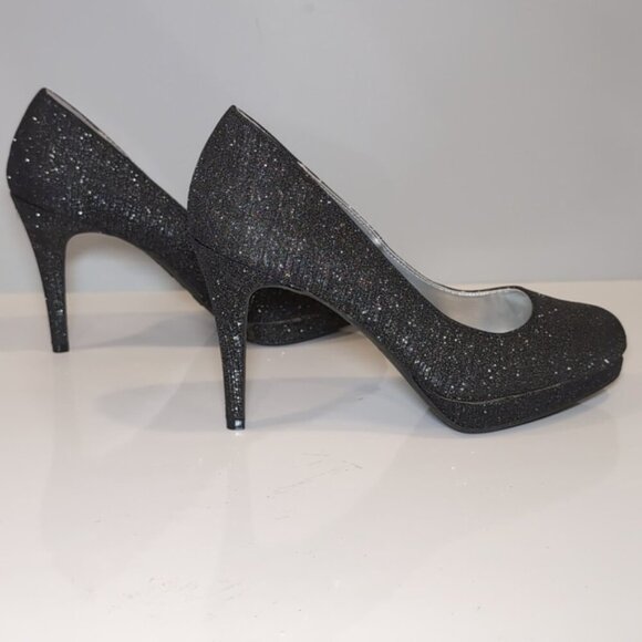 Fioni Night Formal Glitter High Heels Dark Gray Silver Metallic Shoes Size 8.5 - Picture 6 of 14
